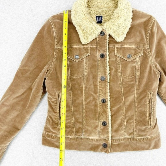 GAP y2k Brown Velour Penny Lane Velour Sherpa Jacket Womens Size Medium Utility - Picture 4 of 9